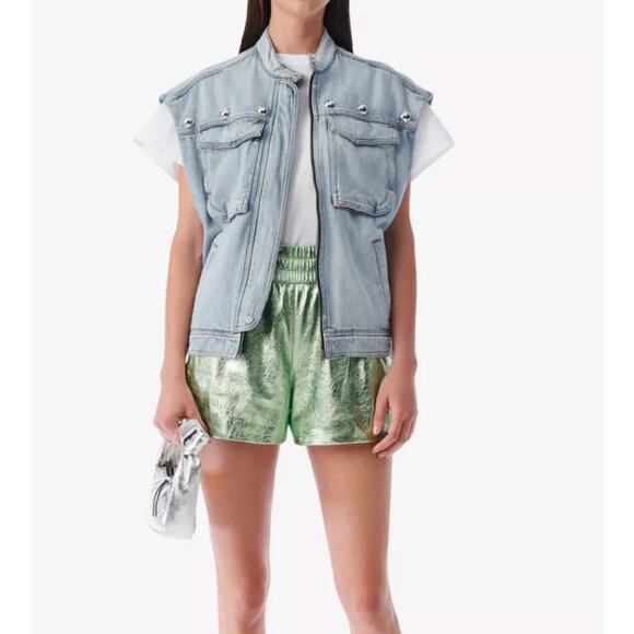 $795 IRO Metallic Green Shorts Euro 36 / 4 / S NWT - Picture 6 of 8